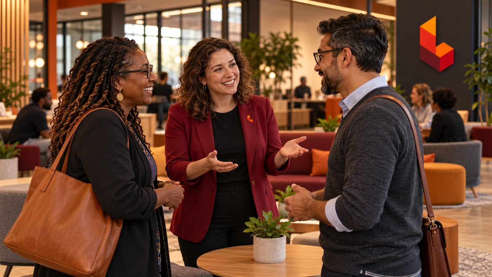 People meeting and talking at a Louisville AI Center event